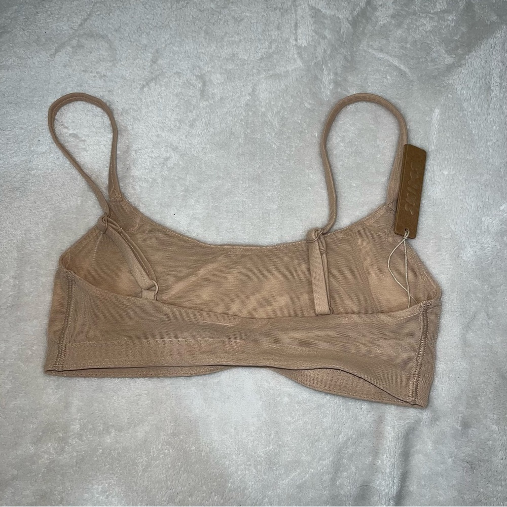 NWT SKIMS Mesh Scoop Bralette In Clay Size XXS - Picture 3 of 4